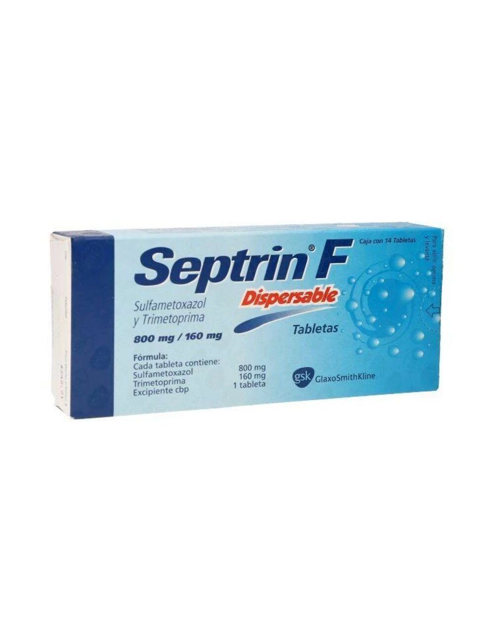 Septrin F Dispersable 800 mg/160 mg Con 14 Tabletas -RX2 Septrin F Dispersable 800 mg/160 mg Con 14 Tabletas -RX2