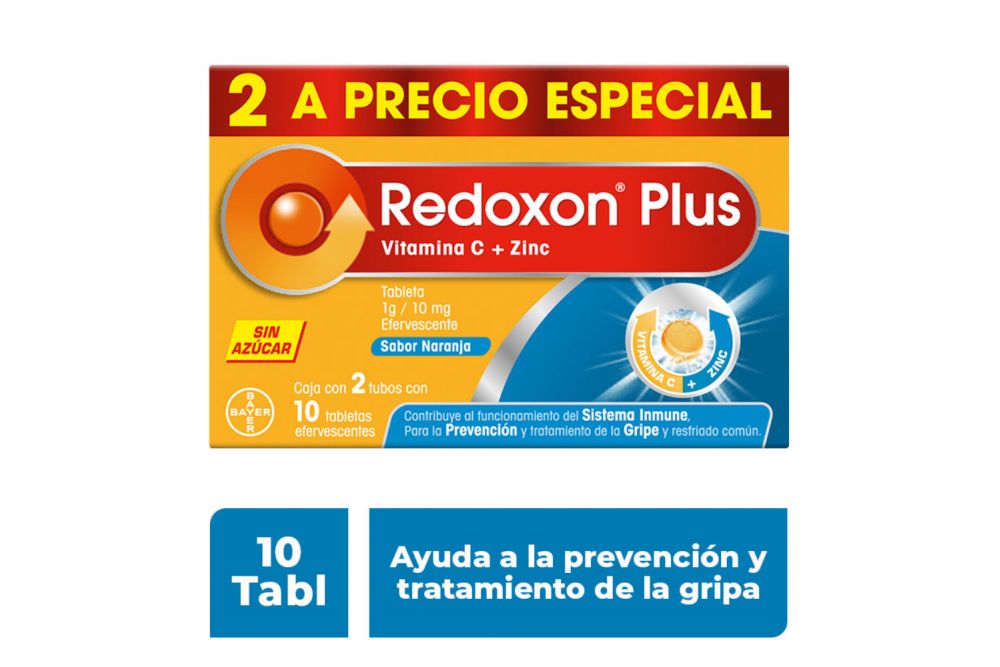 Redoxon Plus Efervescente Caja Con 2 Tubos Con 10 Tabletas Cada Uno