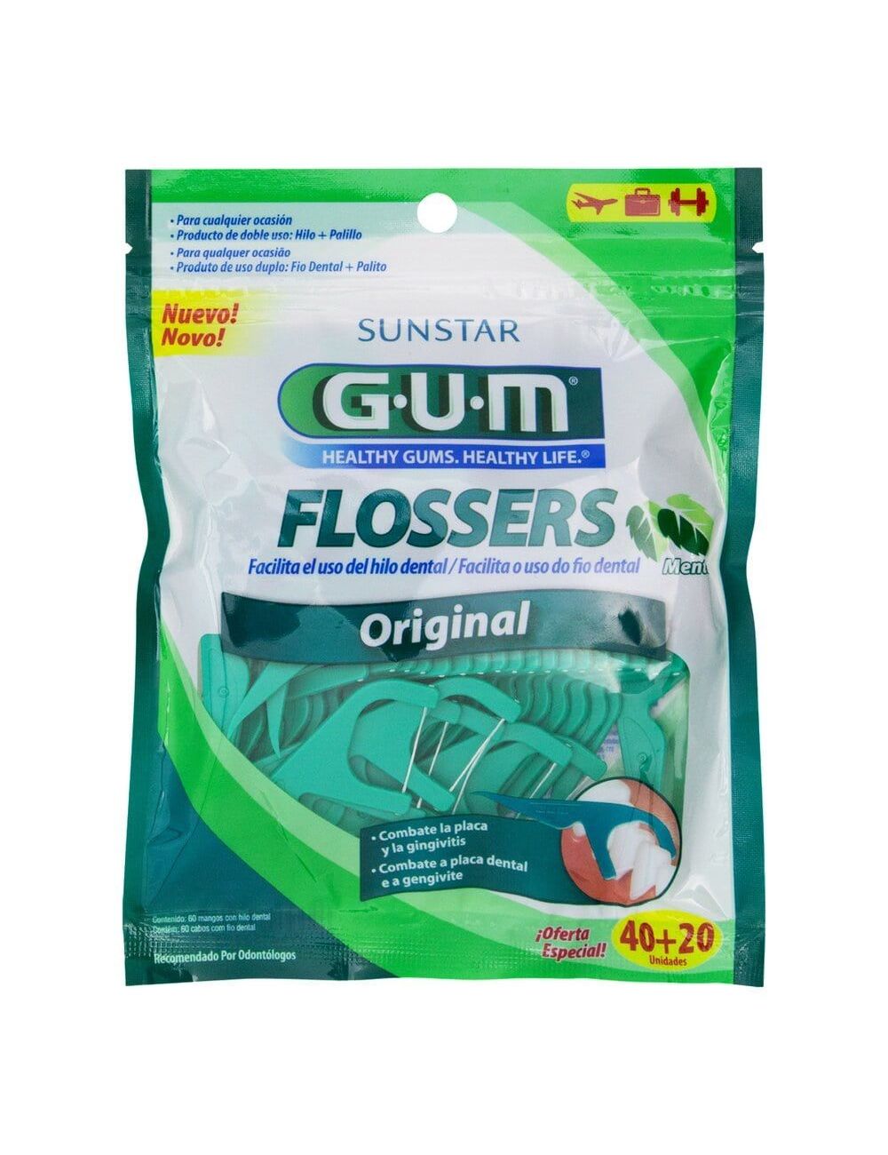 Palillos Gum Con Hilo Dental Menta Bolsa Con 60 Piezas Palillos Gum Con Hilo Dental Menta Bolsa Con 60 Piezas