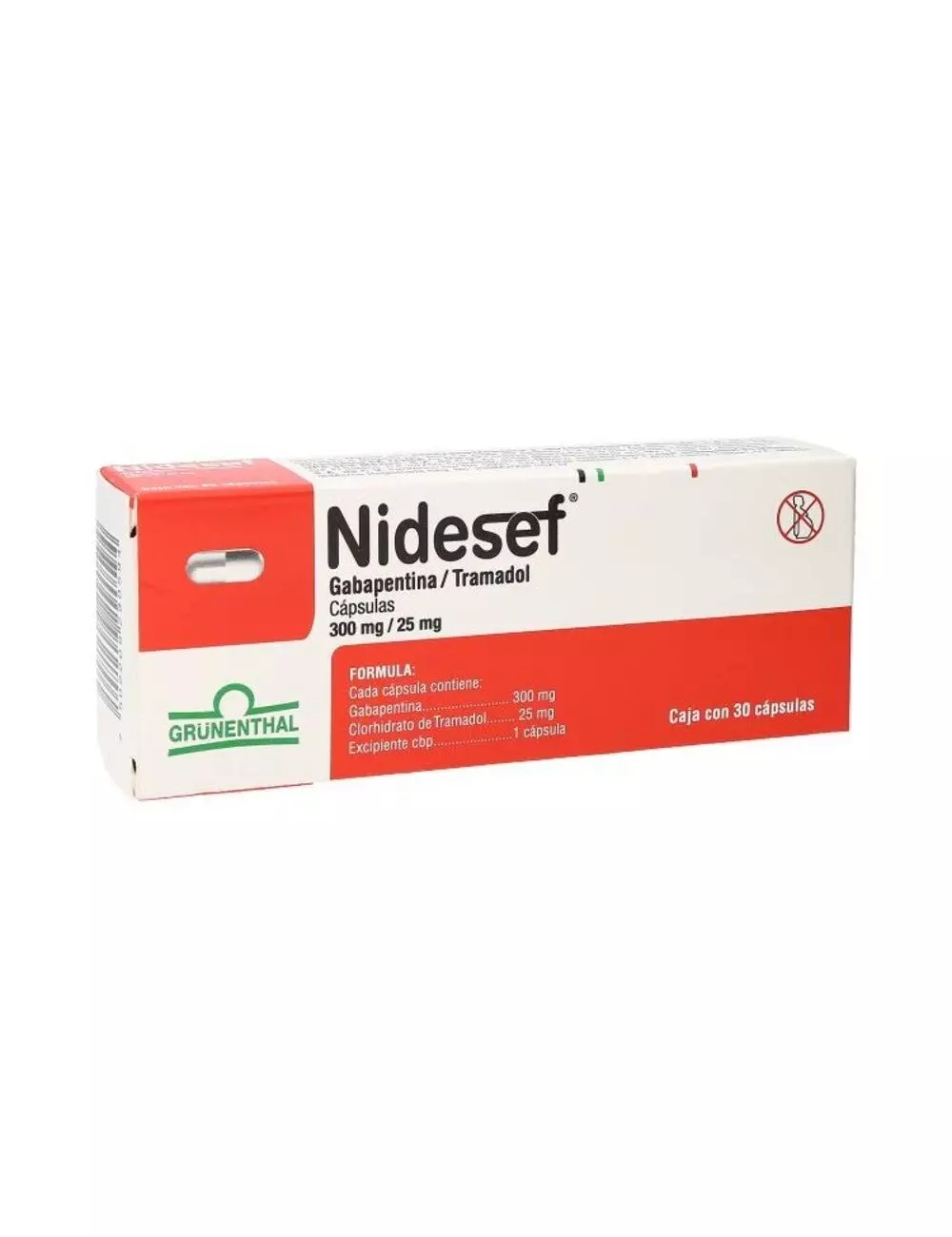 Nidesef 300 mg / 25 mg Caja Con 30 Cápsulas
