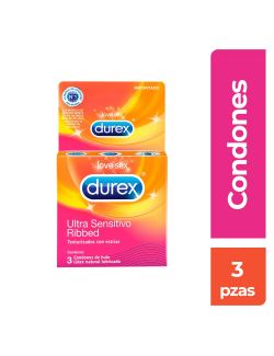 Durex Ultra Sensitivo Ribbed 3 condones