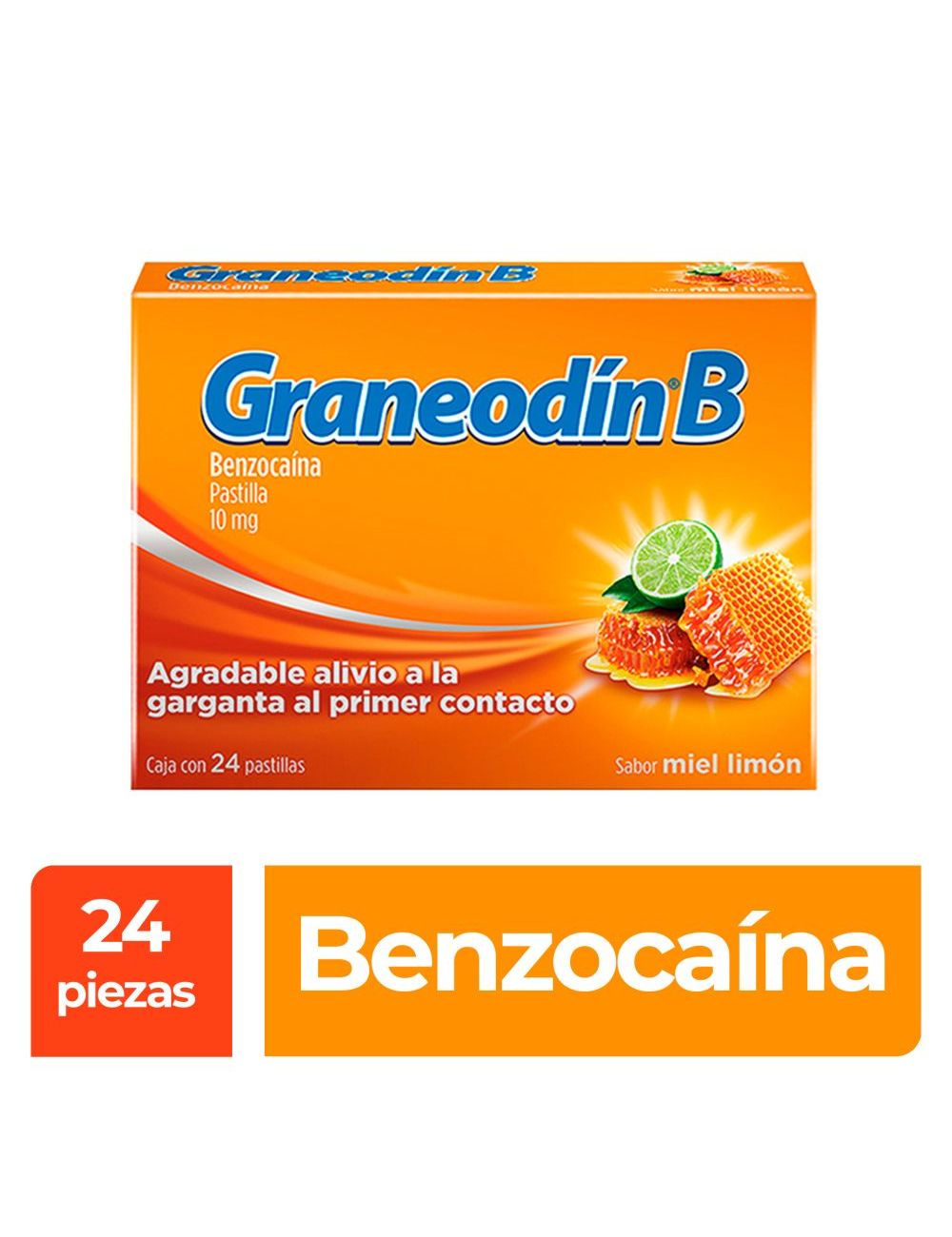 Graneodín B 10mg Caja Con 24 Pastilla Sabor Miel-Limón Graneodín B 10mg Caja Con 24 Pastilla Sabor Miel-Limón