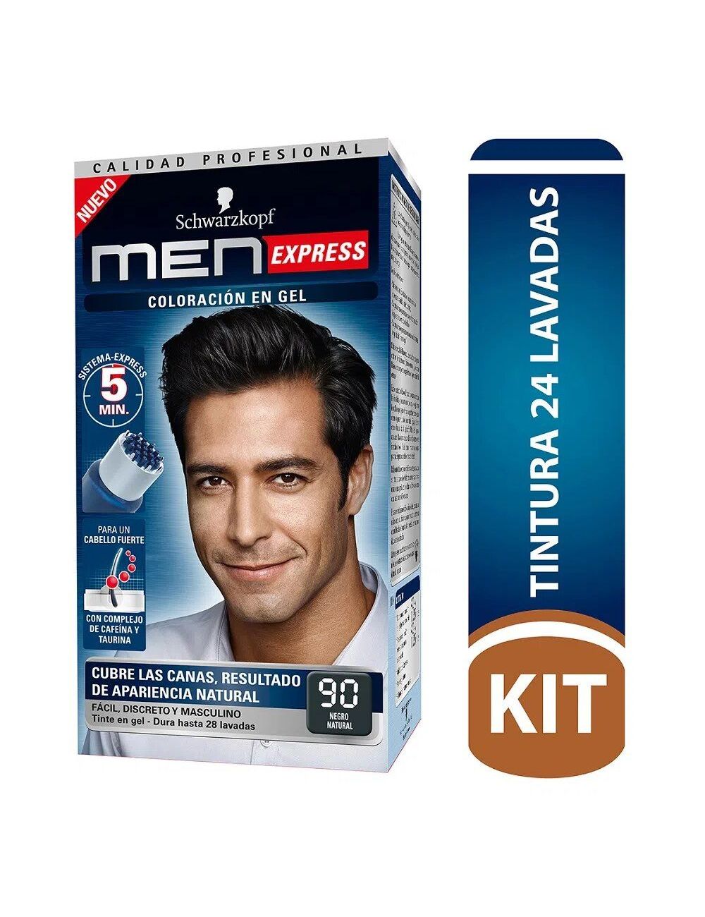 MEN EXPRESS TINTE EN GEL 90 NEGRO NATURAL CAJA CON 4 PIEZAS