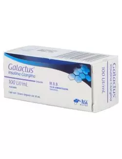 Galactus 100 UI/mL - Caja con Frasco Ámpula | Insulina Glargina | Laboratorio Pisa- RX3