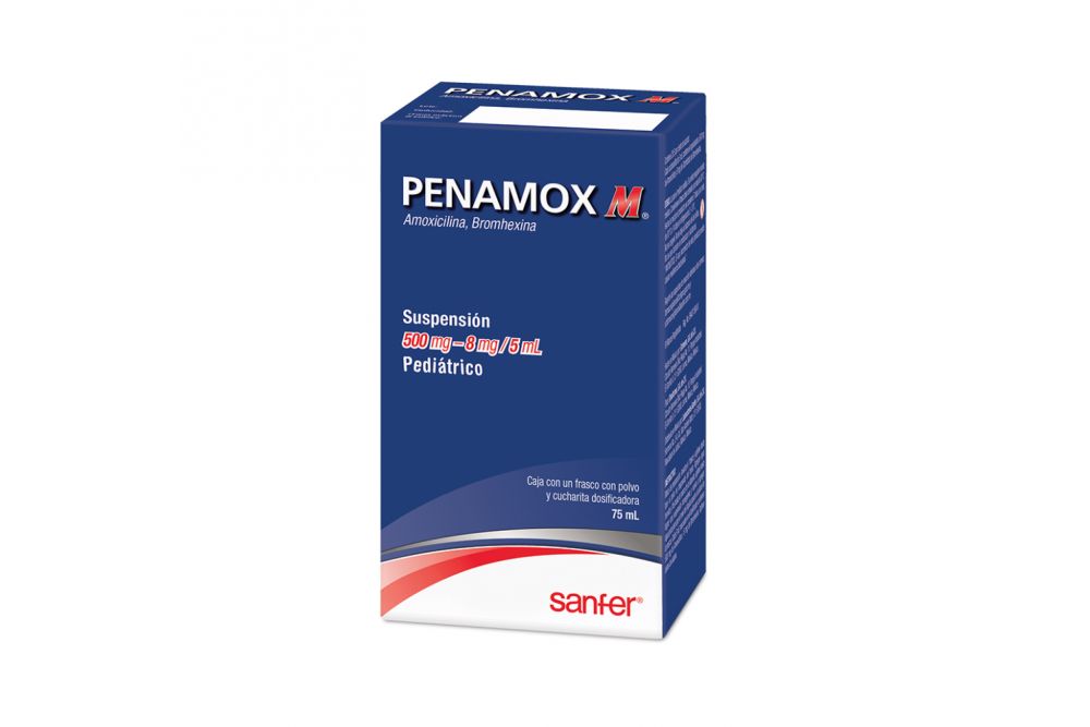 Penamox M 500 mg - 8mg/ 5 mL Solución Pediátrica Frasco Con 75 mL -RX2