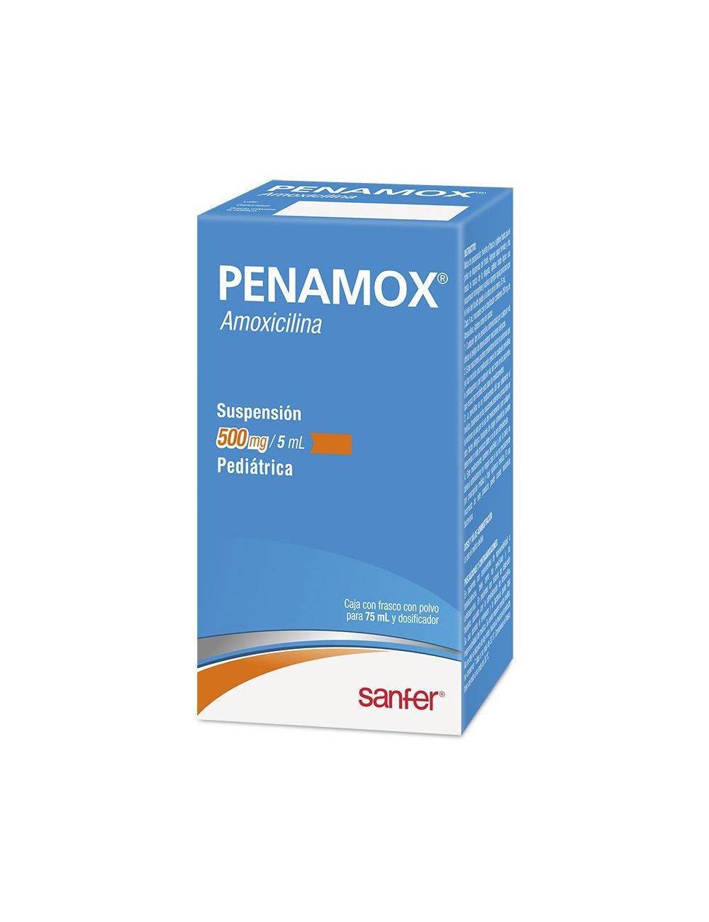 Penamox Suspensión Pediátrica 500mg/5mL Caja Con Frasco Con 75mL -RX2 Penamox Suspensión Pediátrica 500mg/5mL Caja Con Frasco Con 75mL -RX2