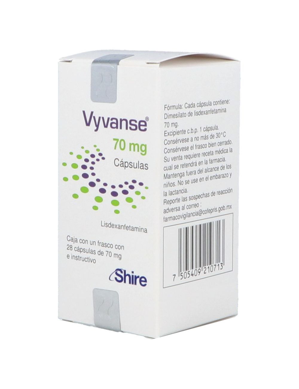 Vyvanse 70 mg Con 28 Cápsulas RX1