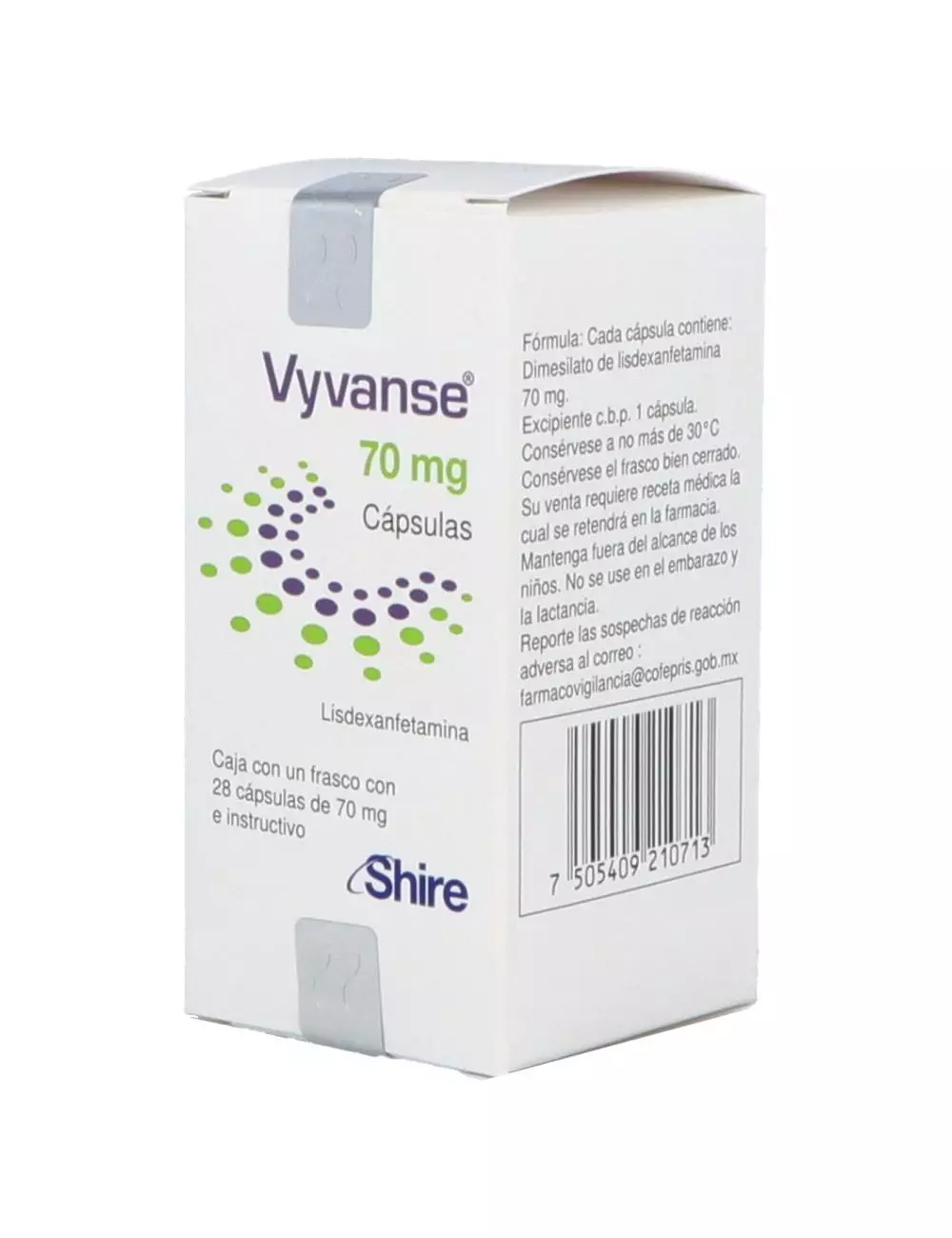 Vyvanse® 70 mg (Lisdexanfetamina) - 28 Cápsulas - Shire RX1