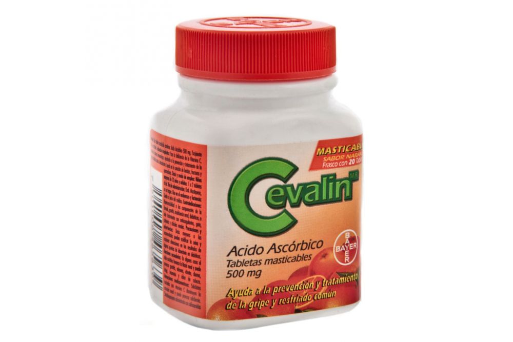 Cevalin 500 mg Frasco Con 20 Tabletas Masticables Sabor Naranja