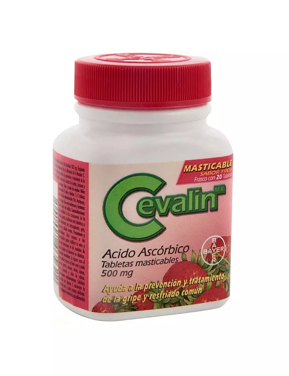 Cevalin 500 mg Frasco Con 20 Tabletas Masticables Sabor Fresa