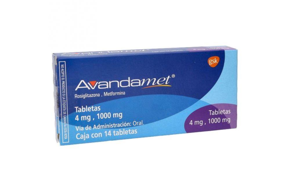 Avandamet 4 mg / 1000 mg Caja Con 14 Tabletas