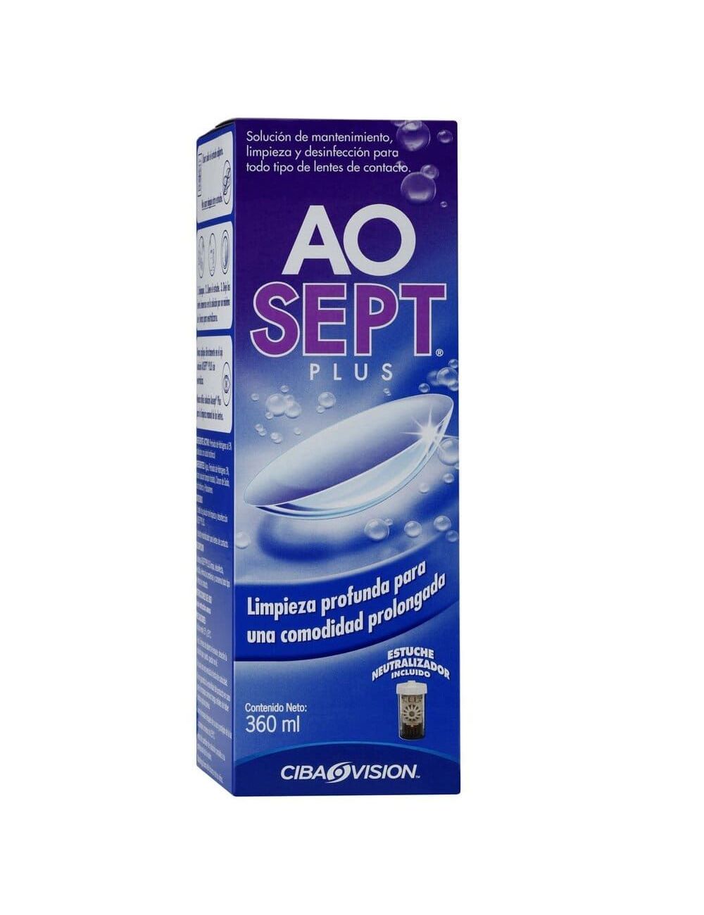 AO Sept Plus Solución Caja Con Frasco De 360 mL y Un Estuche