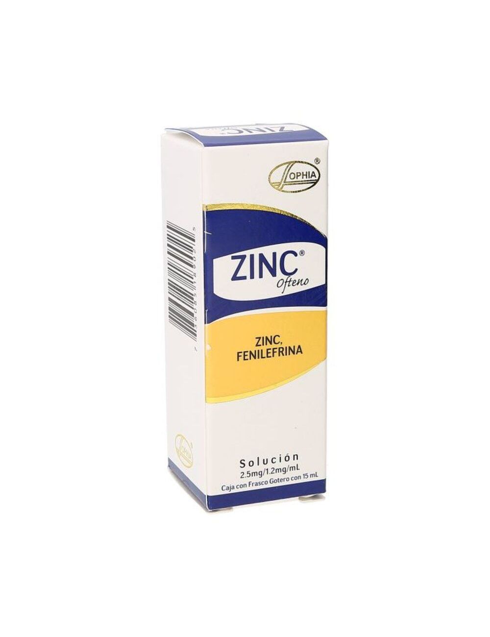 Zinc Ofteno 2.5mg/1.2mg/mL Caja Con Frasco Gotero Con 15mL Zinc Ofteno 2.5mg/1.2mg/mL Caja Con Frasco Gotero Con 15mL