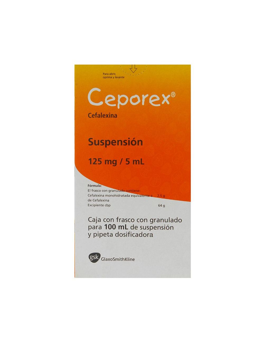 Ceporex Suspensión 125mg/5mL Caja Con Frasco Con 100mL -RX2 Ceporex Suspensión 125mg/5mL Caja Con Frasco Con 100mL -RX2
