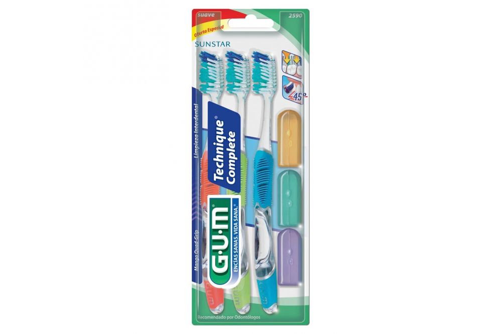 Cepillo Dental GUM TECHNI Con 3 piezas y 3 Capuchones