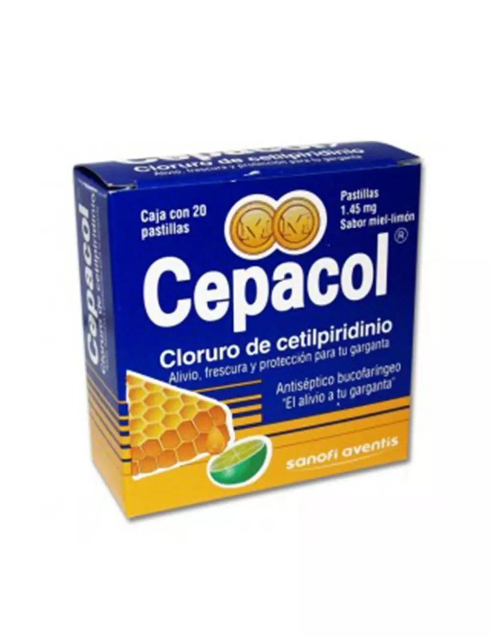 Cepacol 1.45 mg Caja Con 20 Pastillas Sabor Miel-Limón