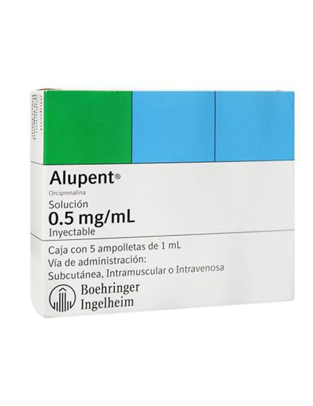 Alupent Solución 0.5 mg /mL Caja con 5 ampolletas de 1 mL Alupent Solución 0.5 mg /mL Caja con 5 ampolletas de 1 mL