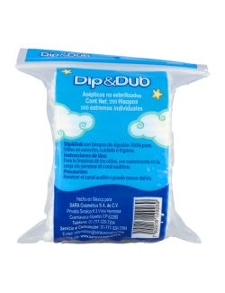 Dip & Dub Hisopos De Algodón Bolsa Con 250 Piezas