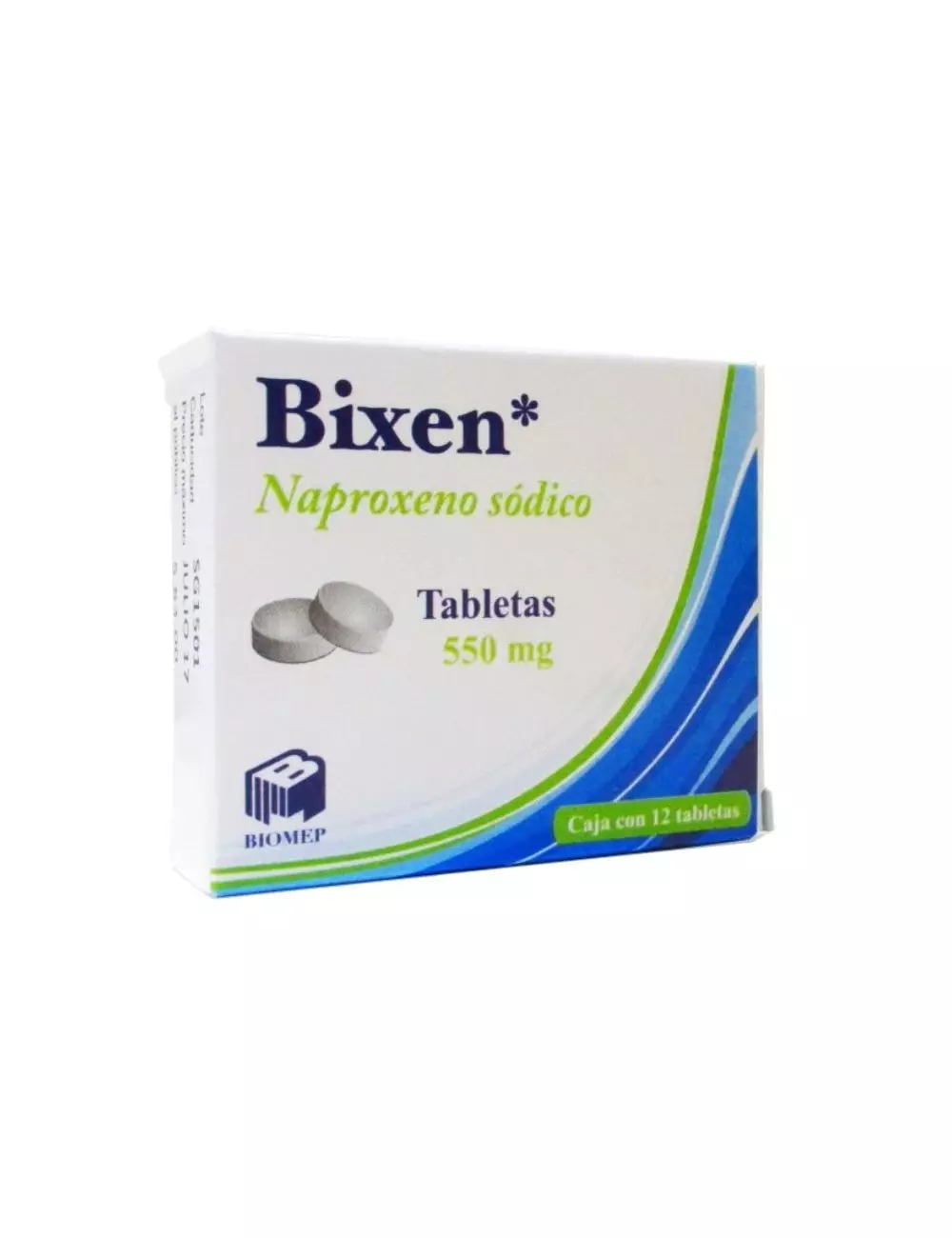 Naproxeno Sodico 550mg. 12 Tabletas