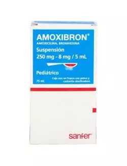 Amoxibron Suspensión 250 mg/8 mg/5 mL Frasco Para 75ml RX2