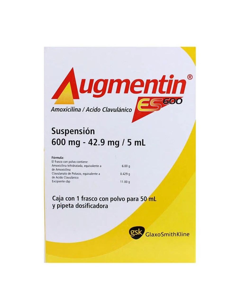 Augmentin ES 600mg/42.9mg/5 mL Frasco En polvo para 50 mL - RX2 Augmentin ES 600mg/42.9mg/5 mL Frasco En polvo para 50 mL - RX2