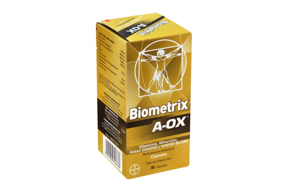 Biometrix A-OX Antioxidante Caja Con Frasco Con 30 Cápsulas
