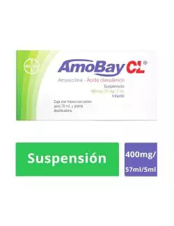 Amobay CL Suspensión Infantil 400 mg/57mg/5mL Caja Con Frasco Con Polvo Para 70 mL - RX2