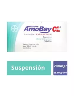 Amobay CL Suspensión Pediátrica 200 mg / 28.5 mg / 5 mL Para 100 mL - RX2