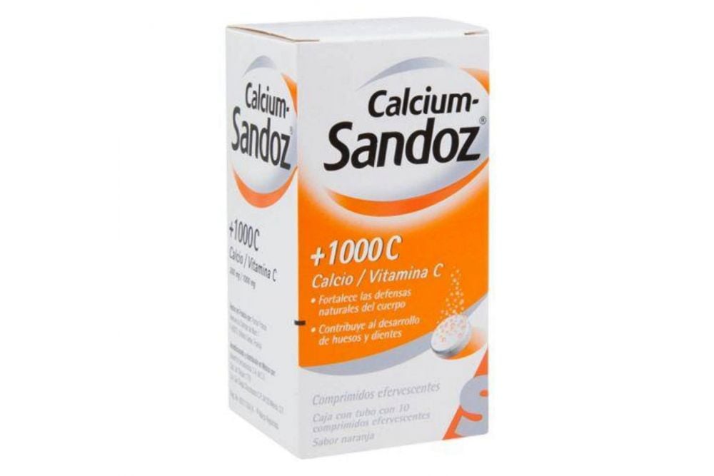 Calcium Sandoz +1000C  Tubo 10 Comprimidos Efervescentes de Naranja