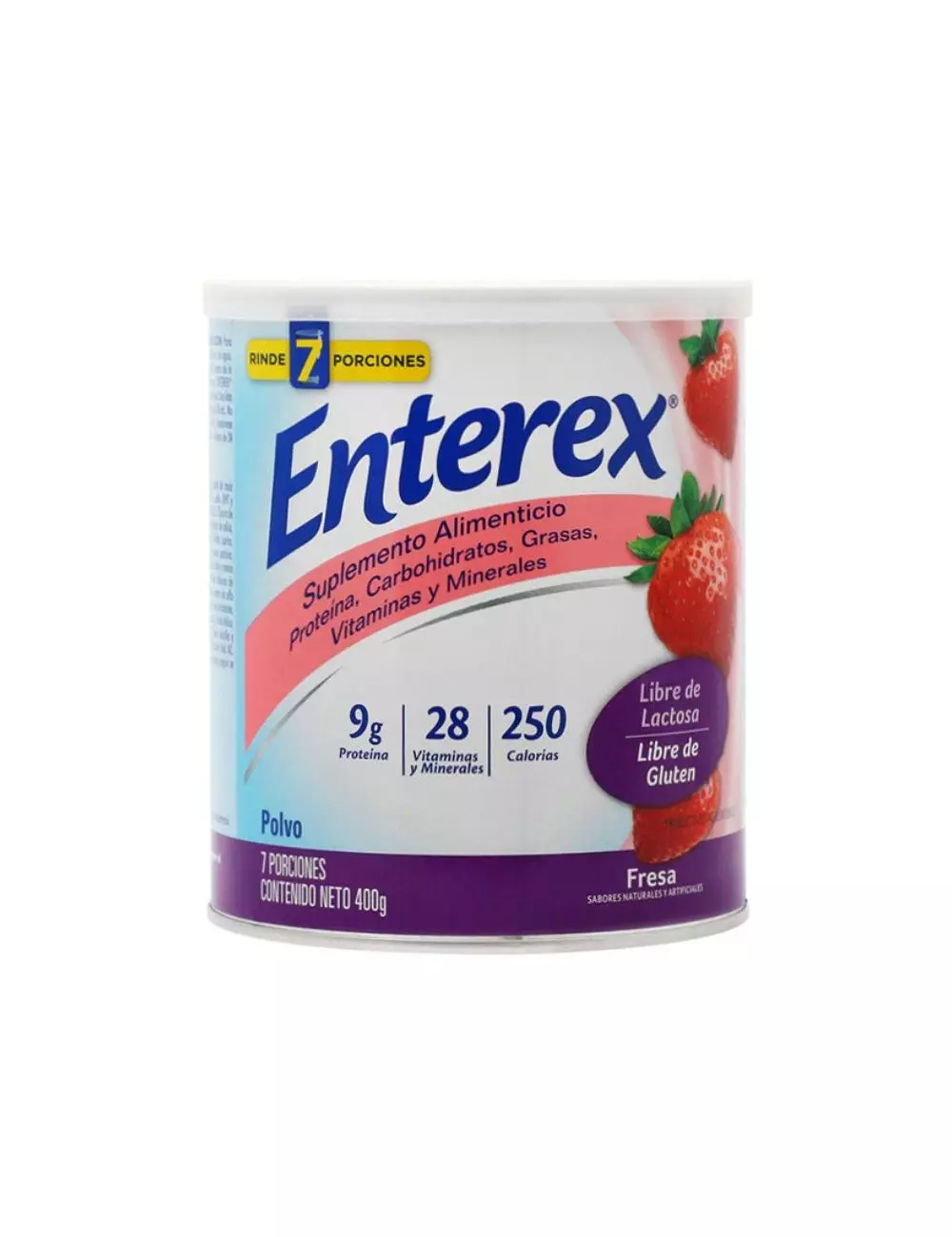 ENTEREX SUPLEMENTO ALIMENTICIO EN POLVO LATA CON 400 G SABOR A FRESA