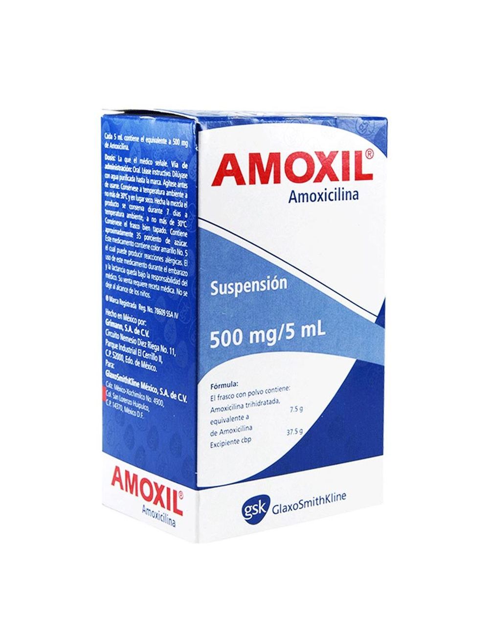Amoxil Pediátrico 500 mg Suspensión Frasco Con 75 mL -RX2 Amoxil Pediátrico 500 mg Suspensión Frasco Con 75 mL -RX2