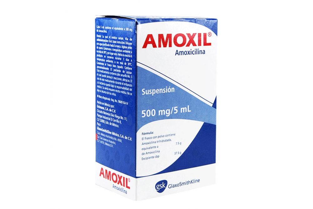 Amoxil Pediátrico 500 mg Suspensión Frasco Con 75 mL -RX2