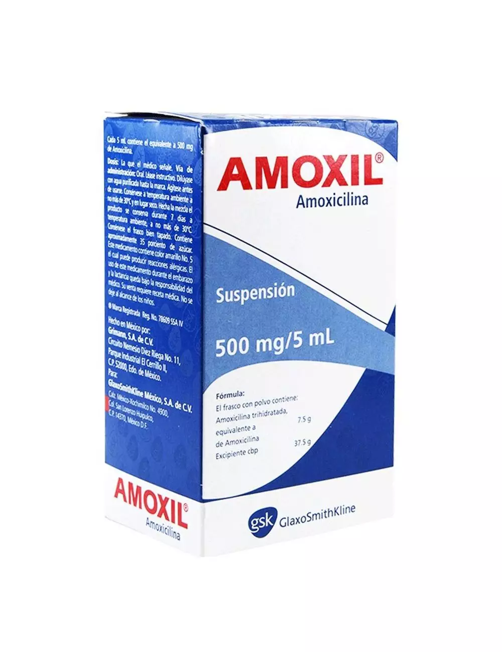 Amoxil Pediátrico 500 mg Suspensión Frasco Con 75 mL -RX2