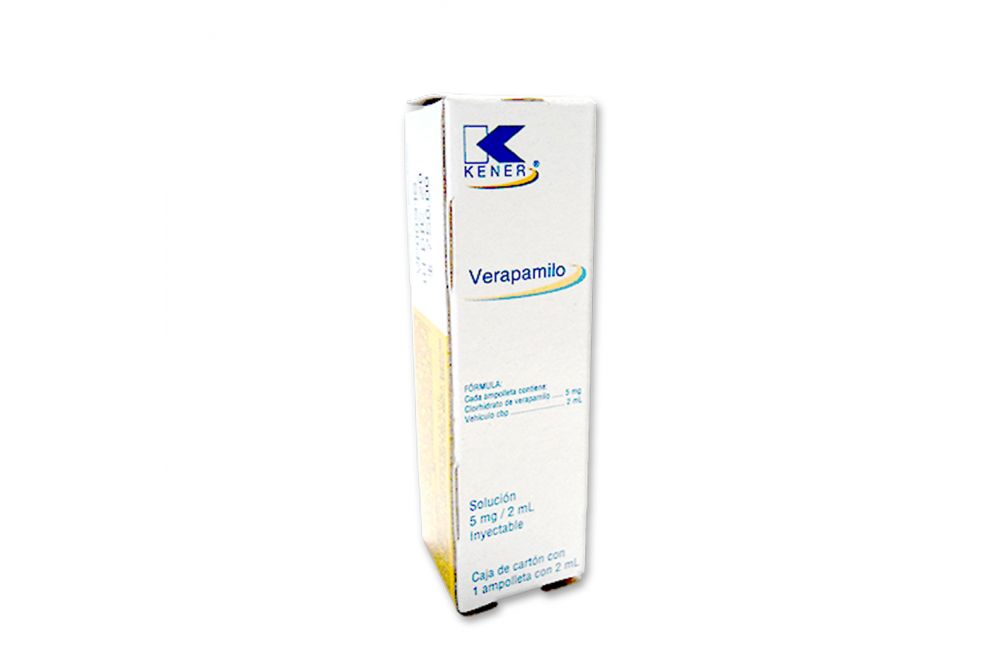 Verapamilo 5 mg Caja Con Frasco Ámpula Con 2 mL