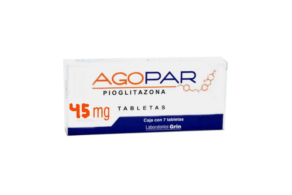 Pioglitazona Agopar 45 mg Caja Con 7 Tabletas