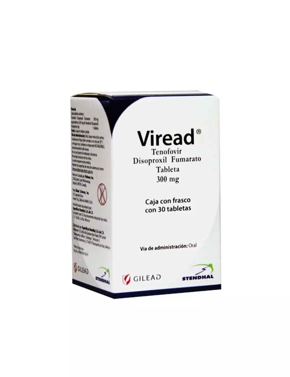Viread® (Tenofovir) 300 mg - Caja con frasco de 30 tabletas | Stendhal