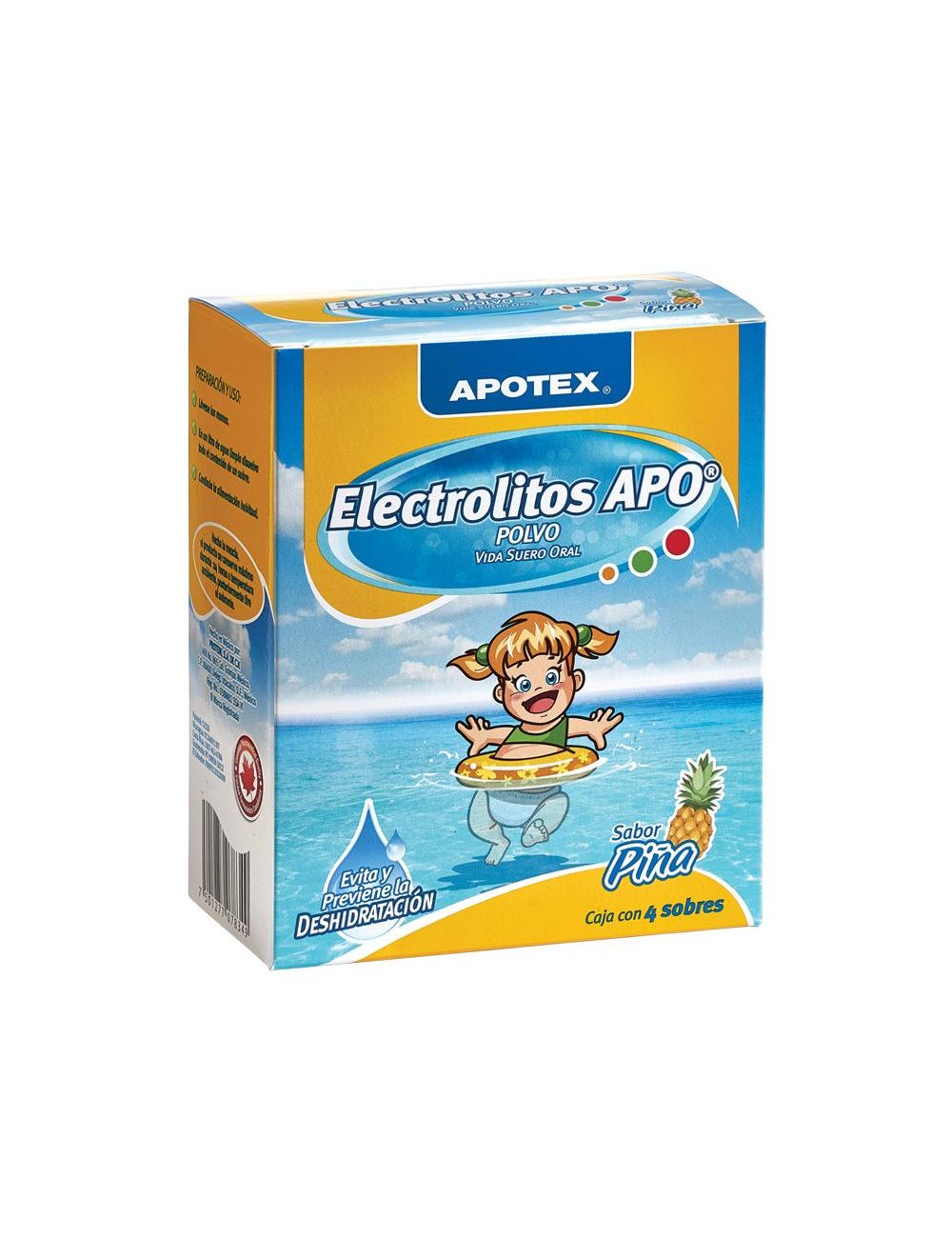Electrolitos Apo Caja Con 4 Sobres De 28.3 g Sabor Piña Electrolitos Apo Caja Con 4 Sobres De 28.3 g Sabor Piña