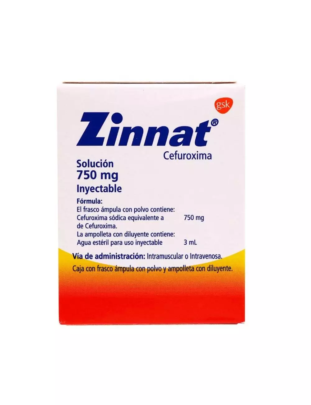 Zinnat 750mg Caja Con 1 Ampolleta Con 3mL -RX2