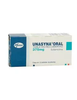 Unasyna 375 mg Caja Con 10 Tabletas Recubiertas -RX2