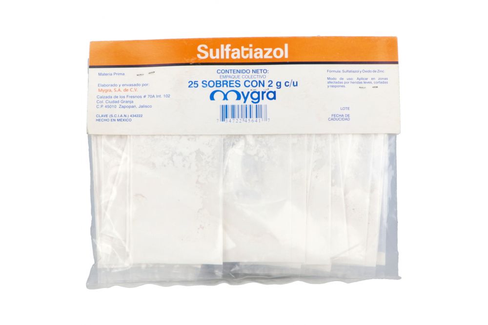Sulfatiazol Polvo Bolsa Con 25 Sobres De 2 g Cada una
