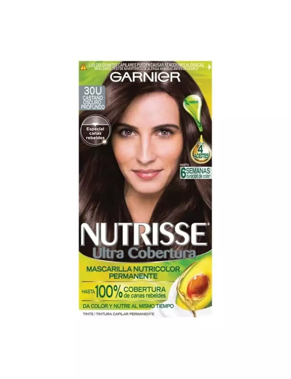 TINTE GARNIER 100 % COLOR CASTAÑO OSCURO CAJA CON TINTE CAPILAR PERMANENTE