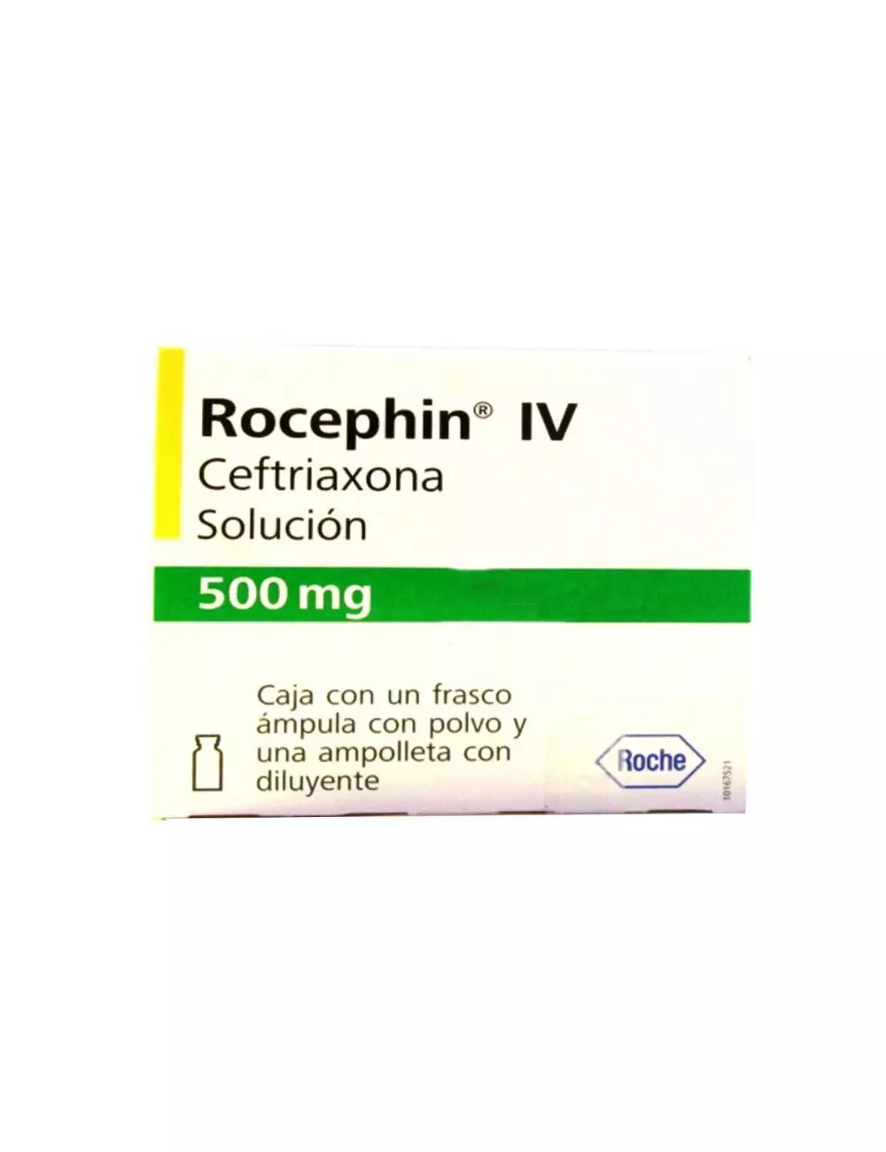 Rocephin .5 g IV Frasco Ámpula Y Ampolleta Con Diluyente - RX2