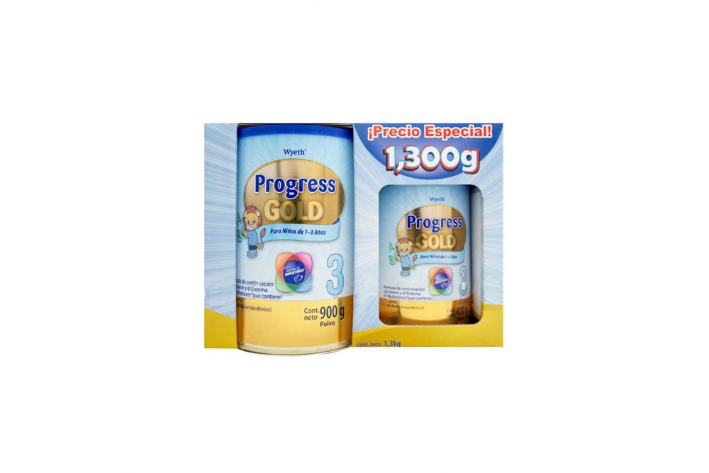 Paquete Progress Gold Polvo Empaque Con 2 Latas De 900 g y 400 g
