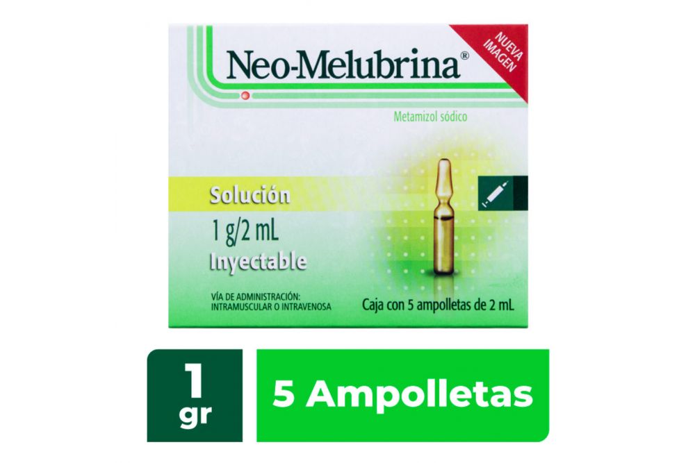 Neo-Melubrina solución inyectable 1 g / 2 ml, 5 ampolletas