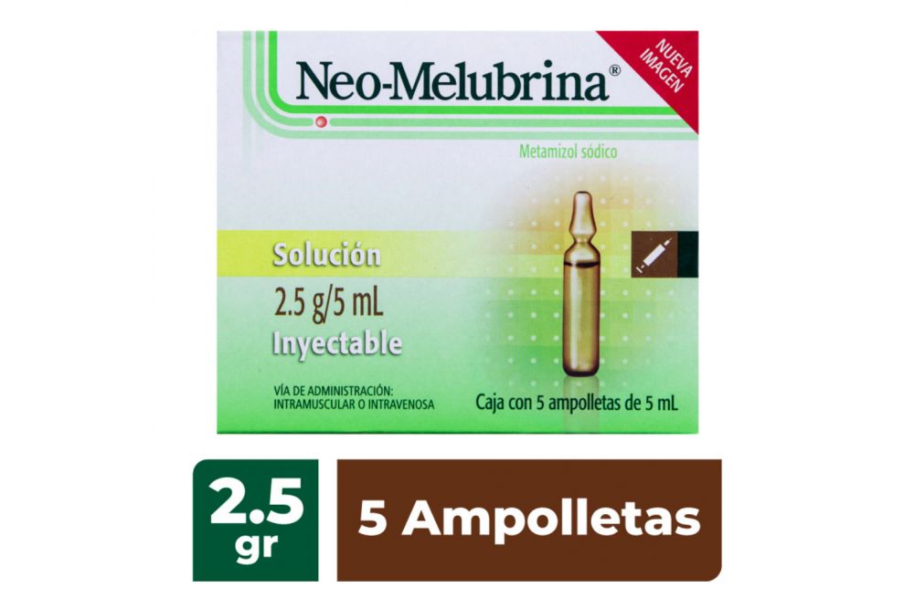Neo-Melubrina solución inyectable 2.5g/5ml, 5 ampolletas