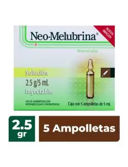 Neo-Melubrina solución inyectable 2.5g/5ml, 5 ampolletas