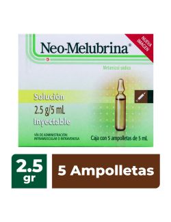 Neo-Melubrina Solución Inyectable con Metamizol Sódico 5 Ampolletas de 5 ml