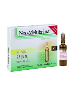 Neo-Melubrina Solución Inyectable con Metamizol Sódico 5 Ampolletas de 5 ml
