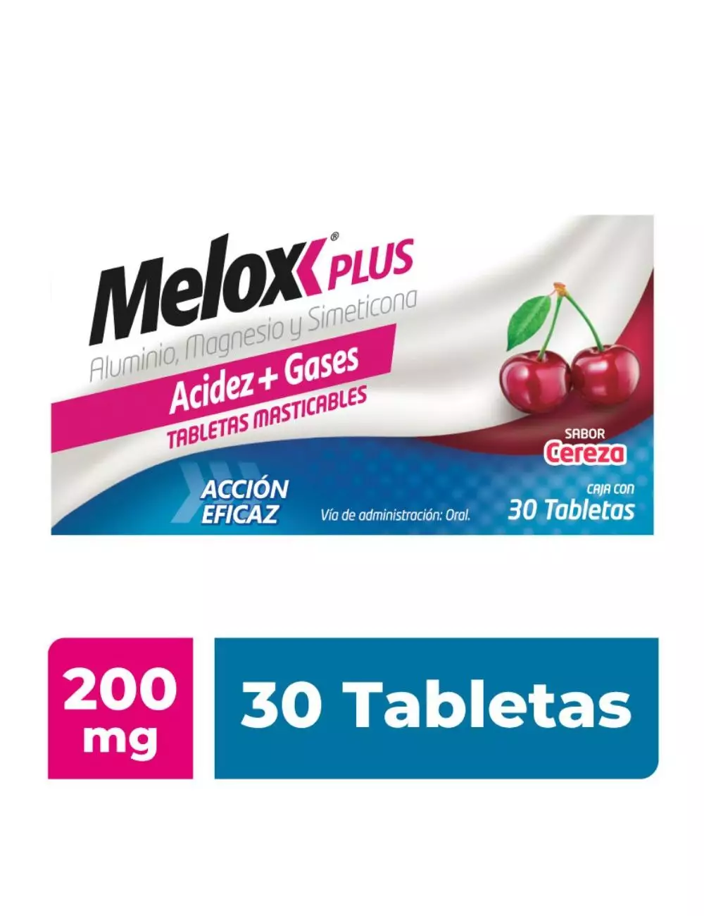 Melox Plus Caja Con 30 Tabletas Masticables Sabor Cereza