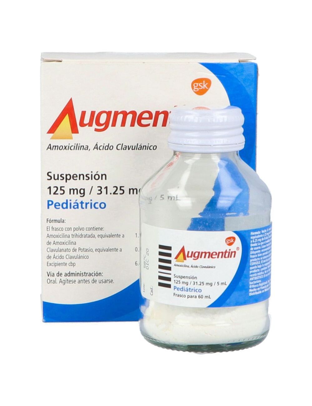 Augmentin 125 mg / 31.25 mg / 5 mL Frasco Con Polvo Para 60 mL - RX2 Augmentin 125 mg / 31.25 mg / 5 mL Frasco Con Polvo Para 60 mL - RX2